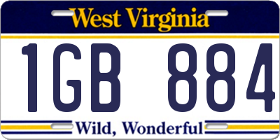 WV license plate 1GB884