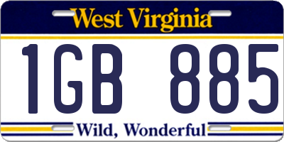 WV license plate 1GB885