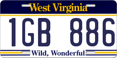WV license plate 1GB886