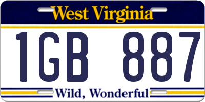 WV license plate 1GB887