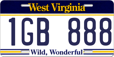 WV license plate 1GB888