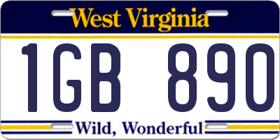 WV license plate 1GB890