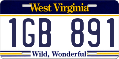 WV license plate 1GB891