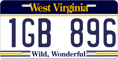 WV license plate 1GB896