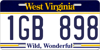 WV license plate 1GB898