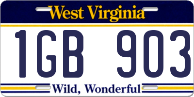 WV license plate 1GB903