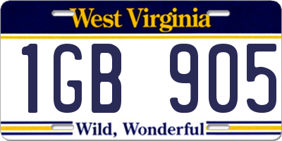 WV license plate 1GB905