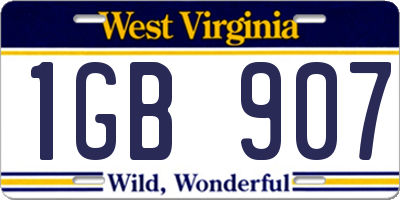 WV license plate 1GB907