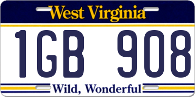 WV license plate 1GB908