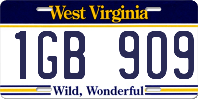 WV license plate 1GB909