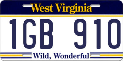 WV license plate 1GB910