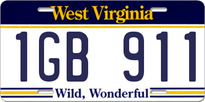 WV license plate 1GB911