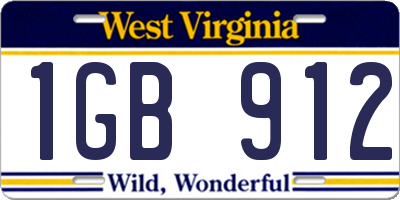 WV license plate 1GB912