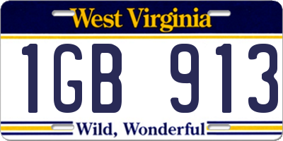 WV license plate 1GB913
