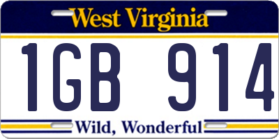 WV license plate 1GB914