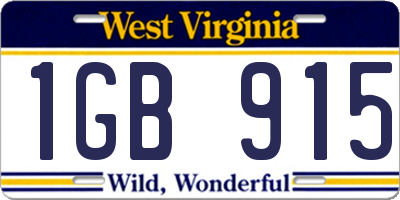 WV license plate 1GB915