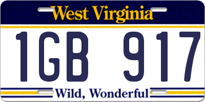 WV license plate 1GB917