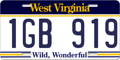 WV license plate 1GB919