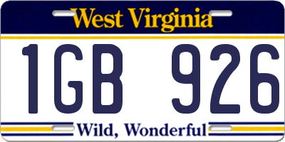 WV license plate 1GB926