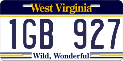 WV license plate 1GB927