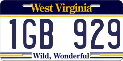 WV license plate 1GB929