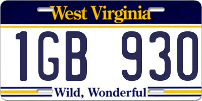 WV license plate 1GB930