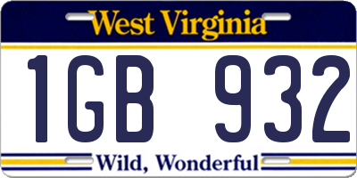 WV license plate 1GB932