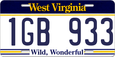 WV license plate 1GB933