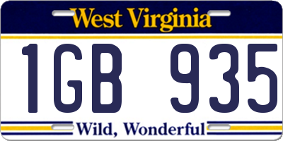 WV license plate 1GB935