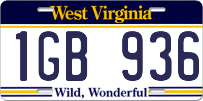 WV license plate 1GB936