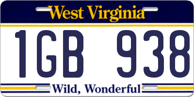 WV license plate 1GB938