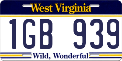 WV license plate 1GB939