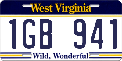 WV license plate 1GB941