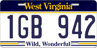 WV license plate 1GB942