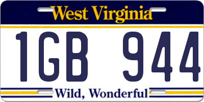 WV license plate 1GB944