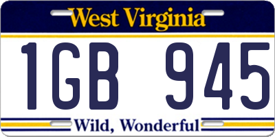 WV license plate 1GB945