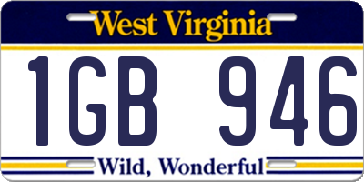 WV license plate 1GB946
