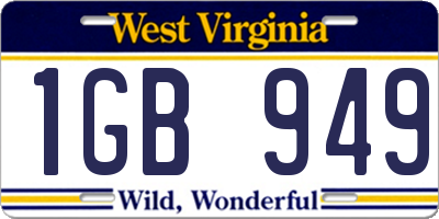 WV license plate 1GB949