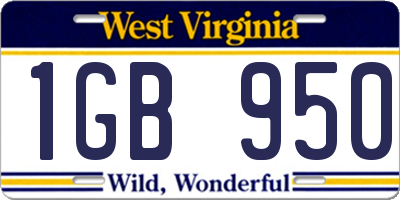 WV license plate 1GB950