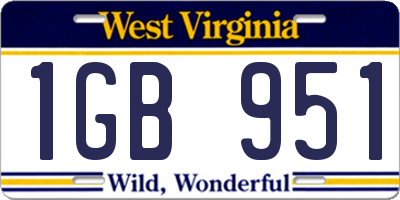 WV license plate 1GB951
