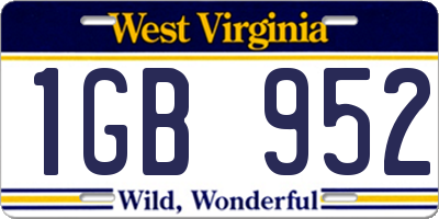 WV license plate 1GB952