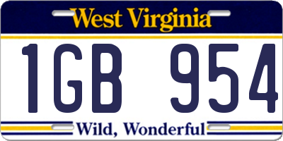 WV license plate 1GB954