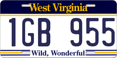 WV license plate 1GB955