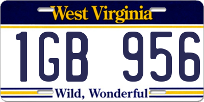 WV license plate 1GB956