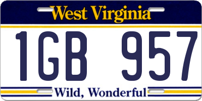 WV license plate 1GB957