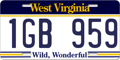 WV license plate 1GB959