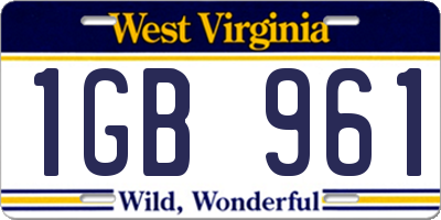 WV license plate 1GB961
