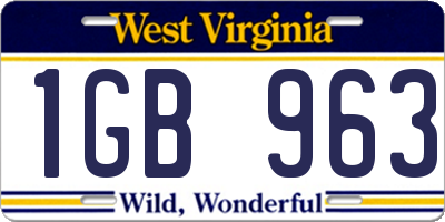 WV license plate 1GB963