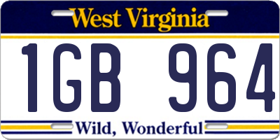 WV license plate 1GB964