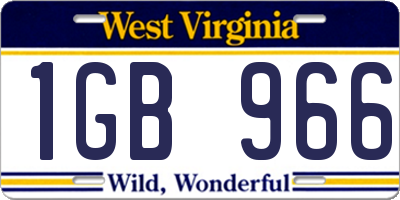WV license plate 1GB966